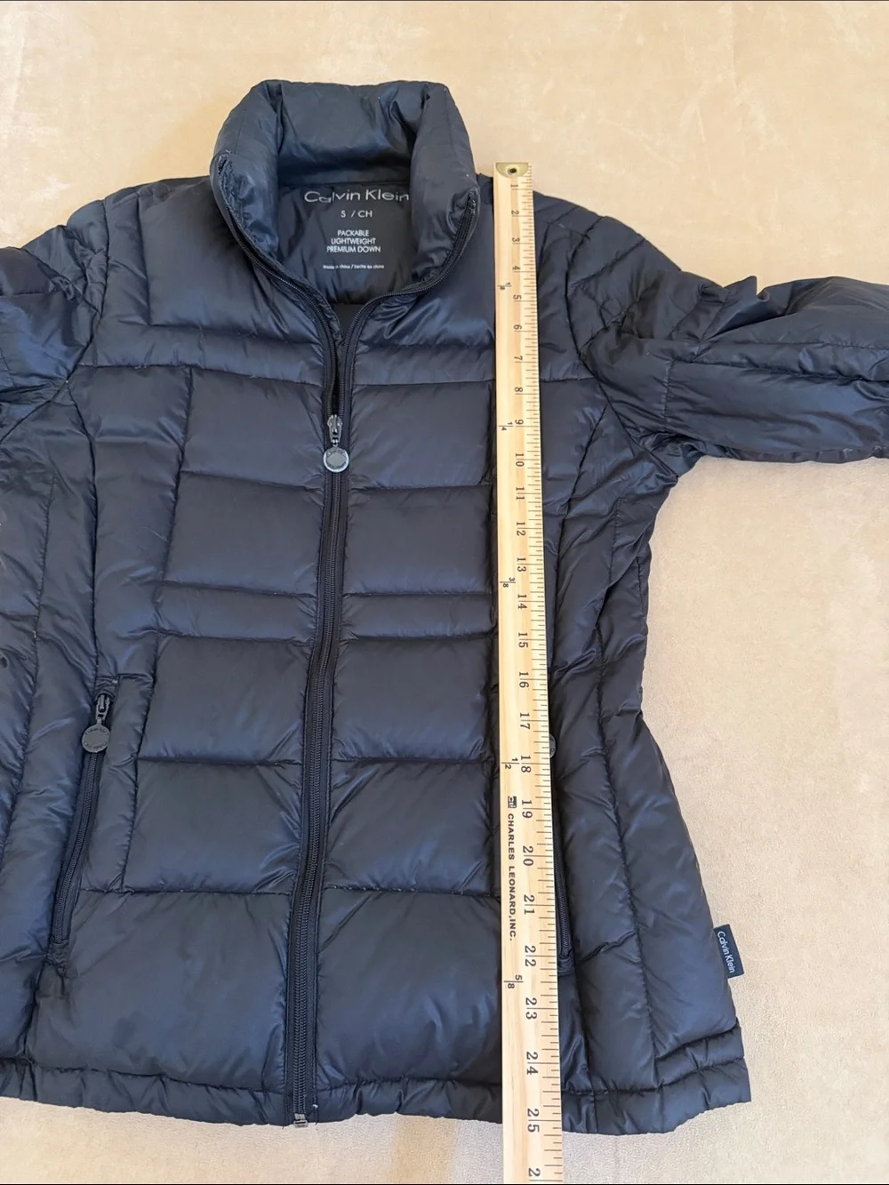 Calvin Klein Black Quilted Premium Down Packable Puffy Jacket Size S